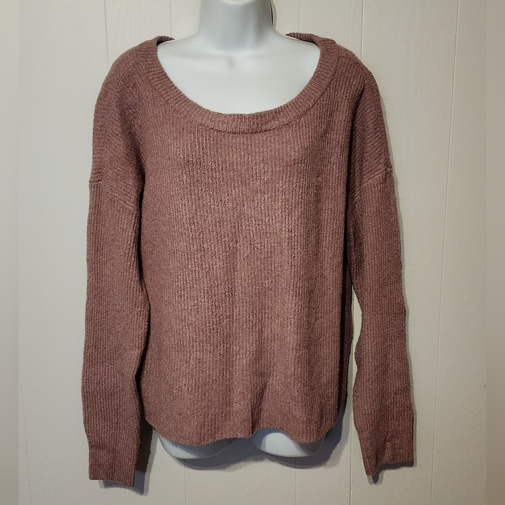 NWT Hippie Rose Sweater Soft Cozy Scoop Neck Winter Plum Pink Large A900
